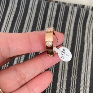 Chic Gold-Tone Ring with Crystal Detail